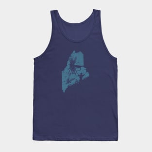 Maine Distressed Fly Fishing State Map Tank Top